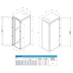 TRITON - Stojanový rack 42U600x800 RIE IP54 RAL7035