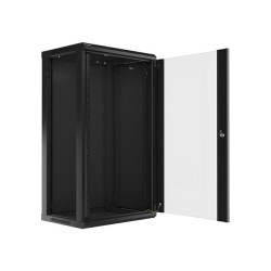 LANBERG 19'' RACKOVÁ SKRIŇA PRO MONTÁŽ NA STENU 22U/600X450 (FLAT PACK) S PROSKLENÝMI DVERMI ČIERNA V2