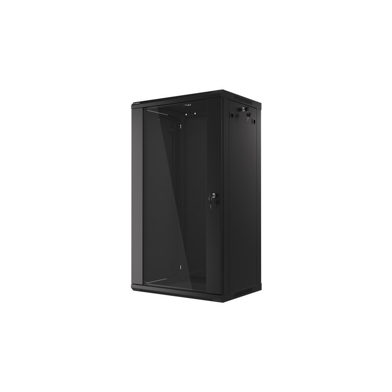 LANBERG 19'' RACKOVÁ SKRIŇA PRO MONTÁŽ NA STENU 22U/600X450 (FLAT PACK) S PROSKLENÝMI DVERMI ČIERNA V2