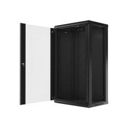 LANBERG 19'' RACKOVÁ SKRIŇA PRO MONTÁŽ NA STENU 22U/600X450 (FLAT PACK) S PROSKLENÝMI DVERMI ČIERNA V2