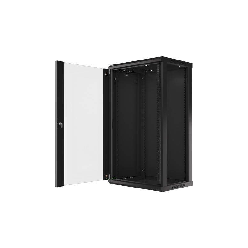 LANBERG 19'' RACKOVÁ SKRIŇA PRO MONTÁŽ NA STENU 22U/600X450 (FLAT PACK) S PROSKLENÝMI DVERMI ČIERNA V2