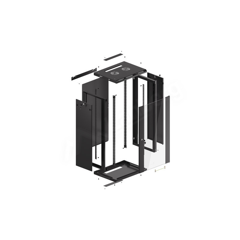 LANBERG 19'' RACKOVÁ SKRIŇA PRO MONTÁŽ NA STENU 22U/600X450 (FLAT PACK) S PROSKLENÝMI DVERMI ČIERNA V2