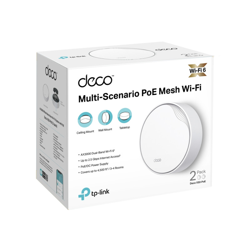 TP-LINK - TPLink AX3000 Smart Home WiFi6 systém s POE Deco X50-PoE(2-pack)