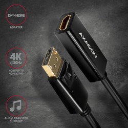 AXAGON RVD-HI14N, DisplayPort - HDMI 1.4 redukcia / adaptér, 4K/30Hz