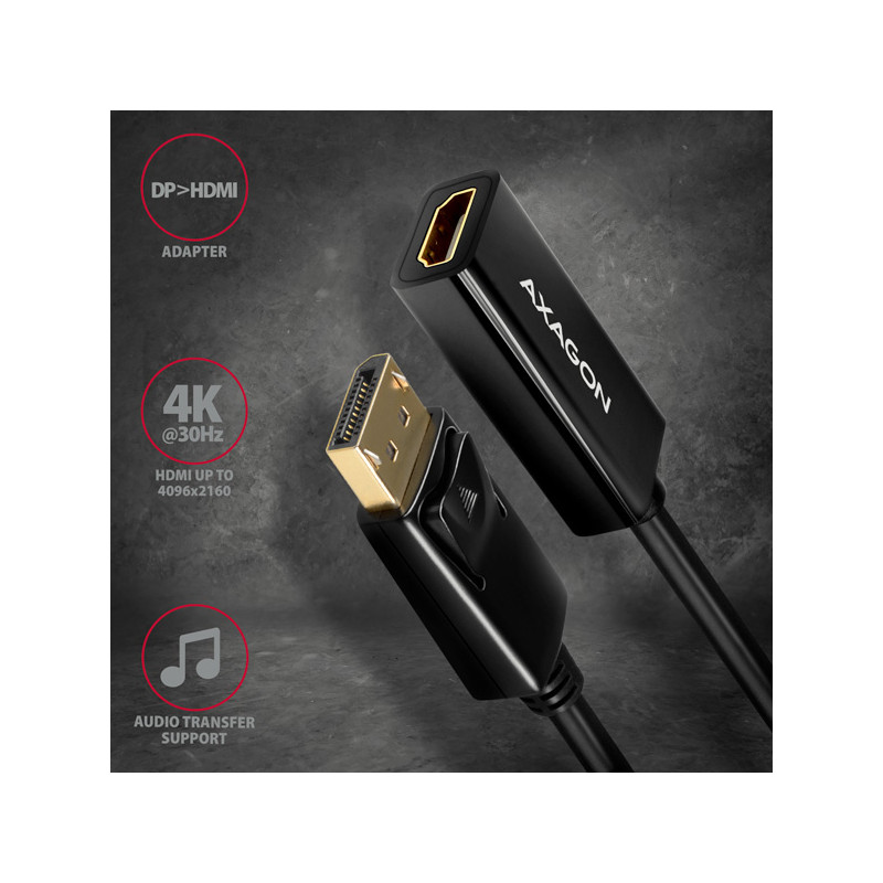 AXAGON RVD-HI14N, DisplayPort - HDMI 1.4 redukcia / adaptér, 4K/30Hz