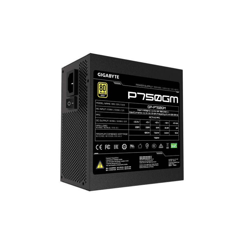 GIGABYTE P750GM/750W/ATX/80PLUS Gold/Modular/Retail