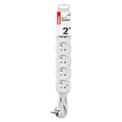 EMOS Predlžovací prívod 6Z/2m 3680W, PVC, biela