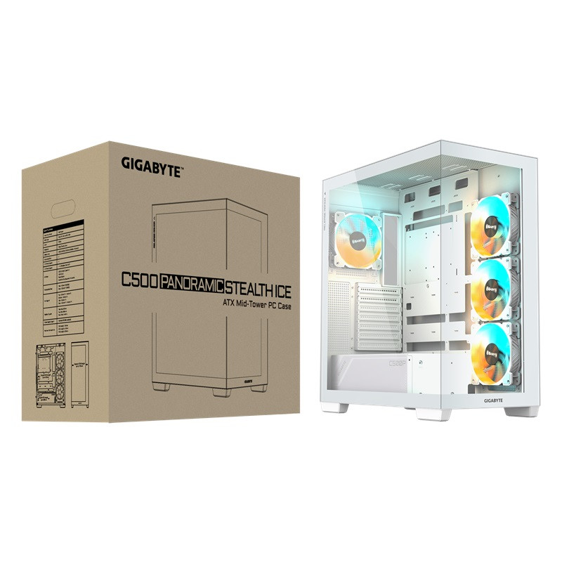 GIGABYTE C500 PANORAMIC STEALTH ICE/Midi Tower/Transpar./Biela