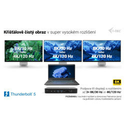 i-tec Thunderbolt 5 Triple Display Docking Station, M.2 slot, 6x USB, 2.5 GLAN, Power Delivery 140W