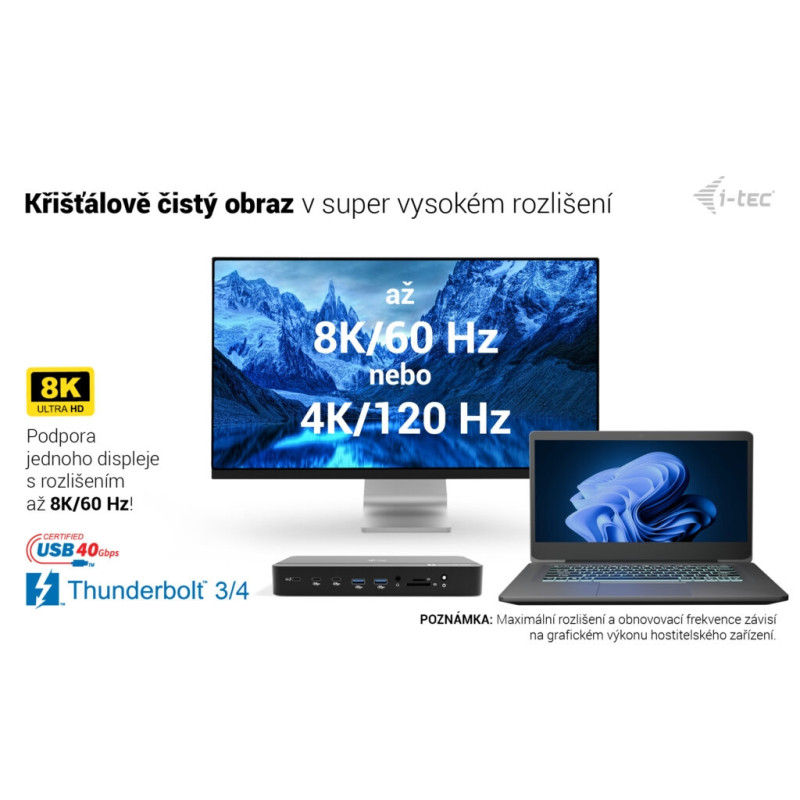i-tec Thunderbolt 5 Triple Display Docking Station, M.2 slot, 6x USB, 2.5 GLAN, Power Delivery 140W