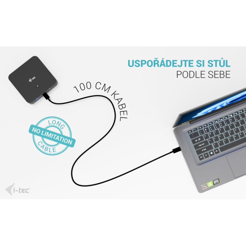 i-tec USB-C DP Dual HDMI Docking Station, Power Delivery 100W + i-tec Universal Charger 100W