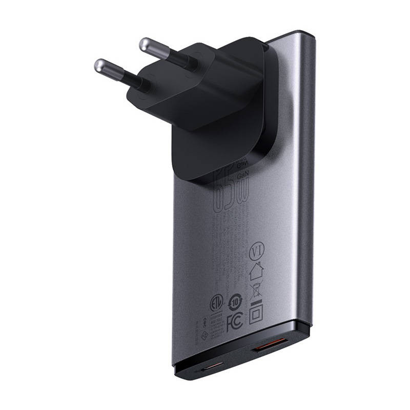 NONAME - Baseus Nabíjačka do siete GaN5 Pro Ultra Slim USB-C/USB-A 65 W sivá