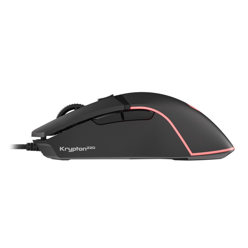 Genesis herná optická myš KRYPTON 220/RGB/6400 DPI/Herná/Optická/6 000 DPI/Drôtová USB/Čierna