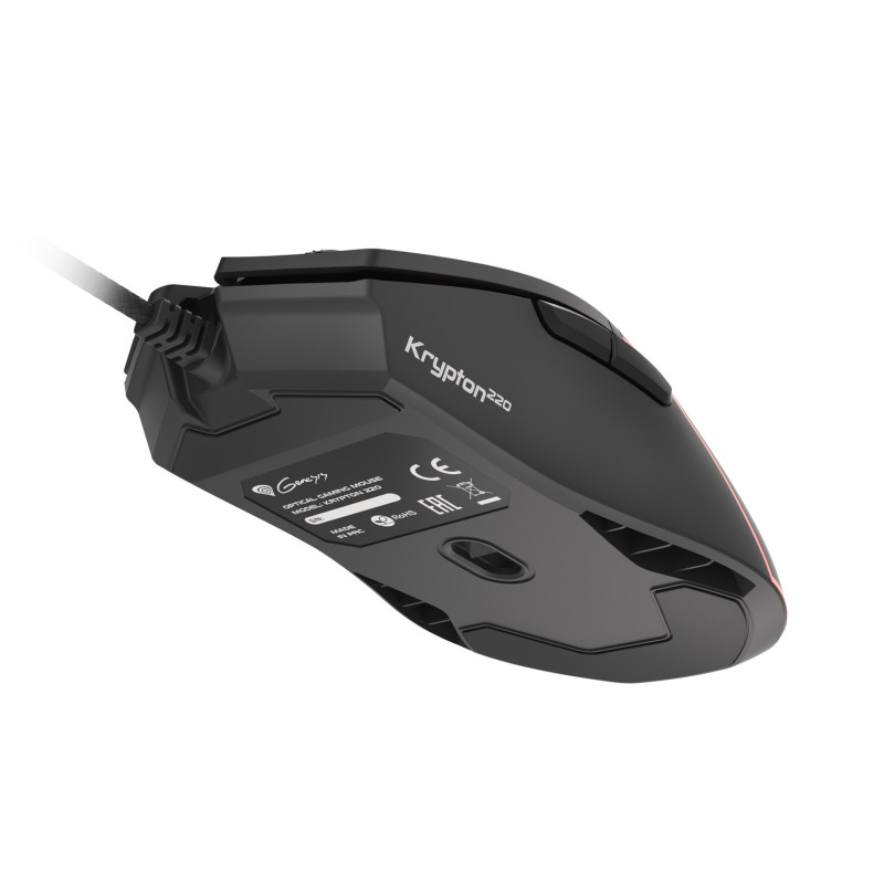 Genesis herná optická myš KRYPTON 220/RGB/6400 DPI/Herná/Optická/6 000 DPI/Drôtová USB/Čierna