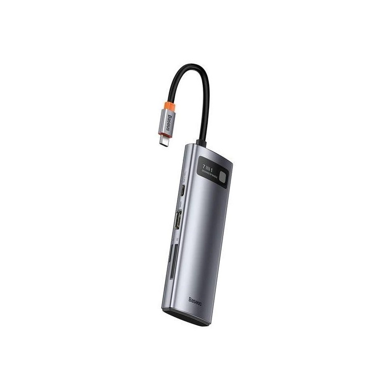 NONAME - Baseus dokovacia stanica 7v1 USB-C (USB-C PD 100W, USB-C, 2x USB 3.0, HDMI, SD/TF port) sivá
