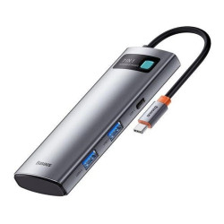 NONAME - Baseus dokovacia stanica 7v1 USB-C (USB-C PD 100W, USB-C, 2x USB 3.0, HDMI, SD/TF port) sivá