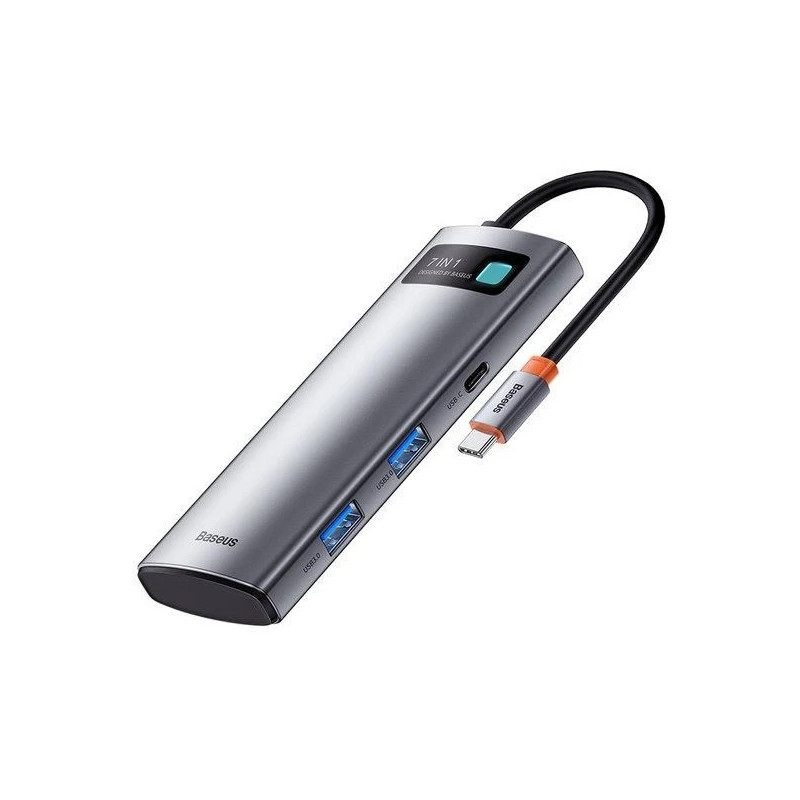 NONAME - Baseus dokovacia stanica 7v1 USB-C (USB-C PD 100W, USB-C, 2x USB 3.0, HDMI, SD/TF port) sivá