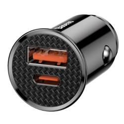 NONAME - Baseus CCALL-YS01 Circular Nabíjačka do Auta USB+USB-C 30W Black