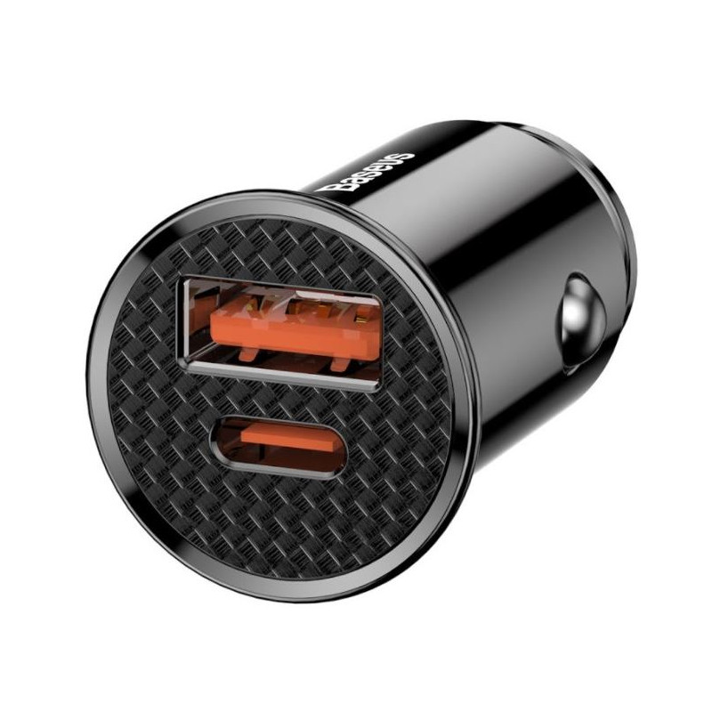 NONAME - Baseus CCALL-YS01 Circular Nabíjačka do Auta USB+USB-C 30W Black