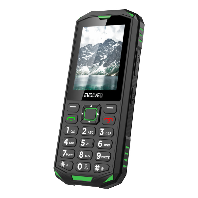 EVOLVEO StrongPhone X5, IP68 odolný Dual SIM telefón, 2,4'' LCD, 2500mAh, černo-zelený