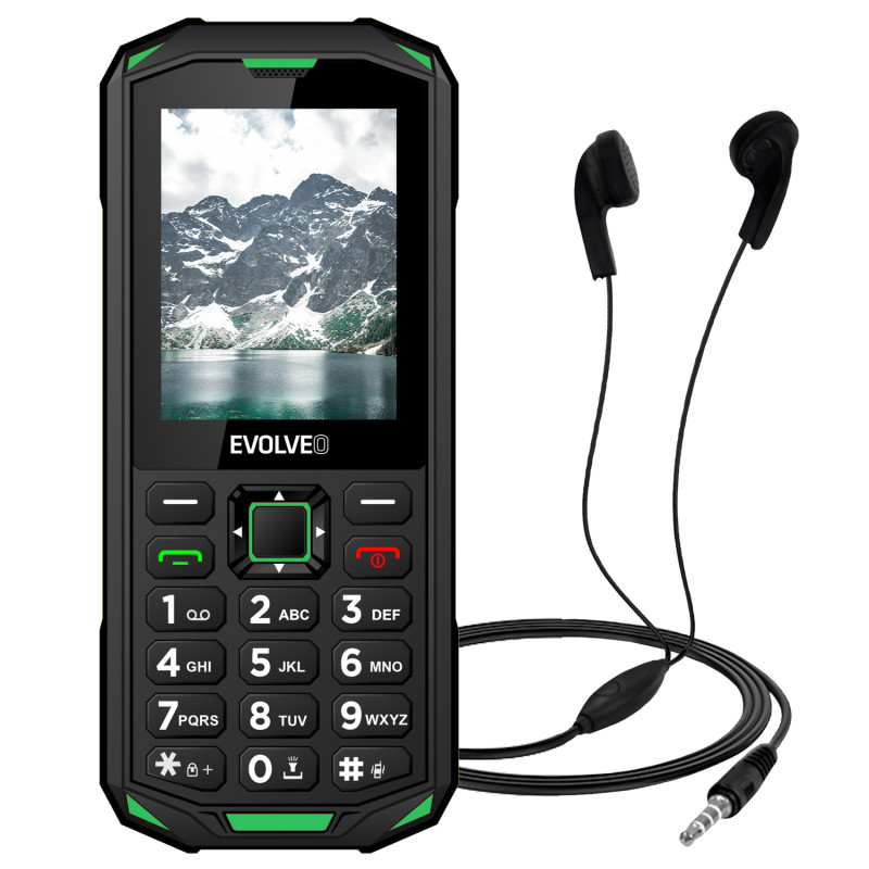 EVOLVEO StrongPhone X5, IP68 odolný Dual SIM telefón, 2,4'' LCD, 2500mAh, černo-zelený