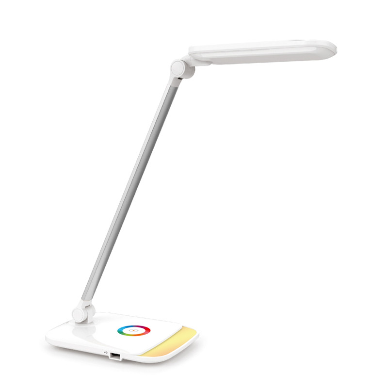 FELLOWES - Stolová LED lampa Platinet PDLQ60 18W stmievateľná, dotykové ovládanie, USB port, biela