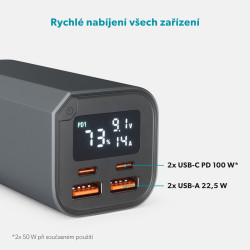 Epico Alu Power Bank PD 100W - 20 000mAh - šedá