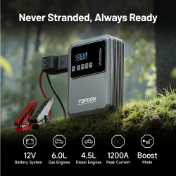 VIKING - TOPDON Car Jump Starter Jump V1200air/10000mAh/1200A/6,0l benzín/4,5l nafta