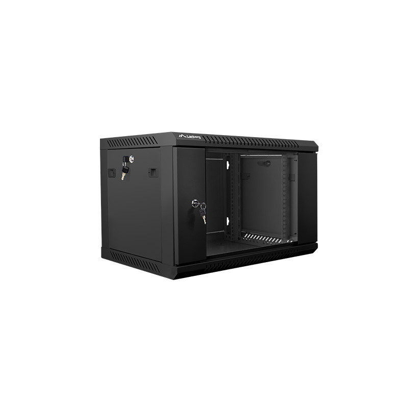 LANBERG - Nástenný rack 19'' 6U 600X450mm černý flat pack