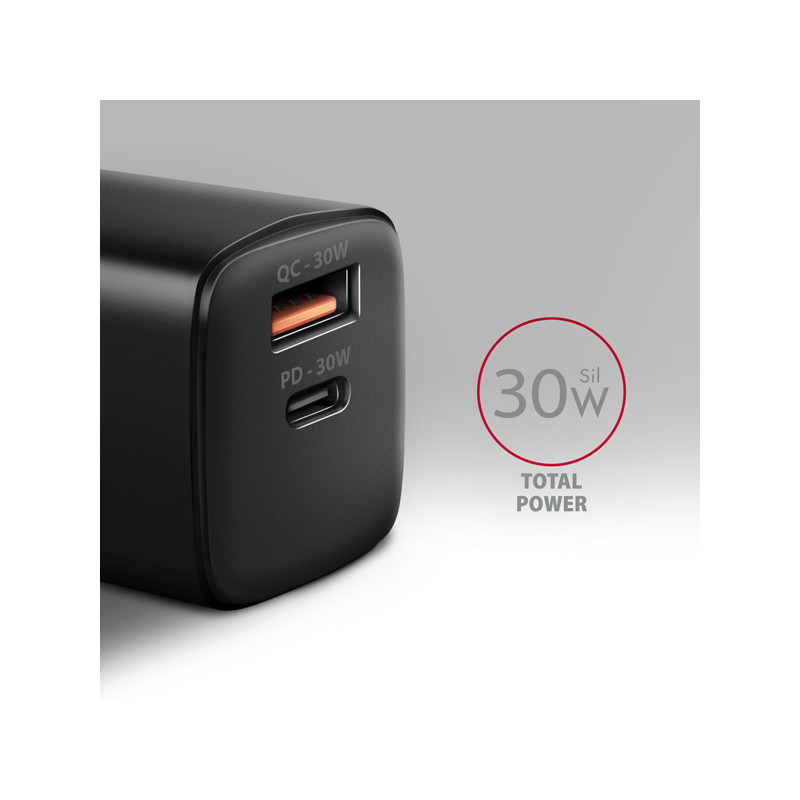 AXAGON ACU-PQ30 Sila nabíjačky do siete 30W, 2x port (USB-A + USB-C), PD3.0/PPS/QC4+/SFC/AFC/Apple
