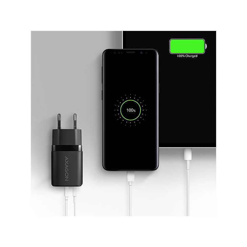 AXAGON ACU-PQ30 Sila nabíjačky do siete 30W, 2x port (USB-A + USB-C), PD3.0/PPS/QC4+/SFC/AFC/Apple