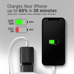 AXAGON ACU-PQ30 Sila nabíjačky do siete 30W, 2x port (USB-A + USB-C), PD3.0/PPS/QC4+/SFC/AFC/Apple