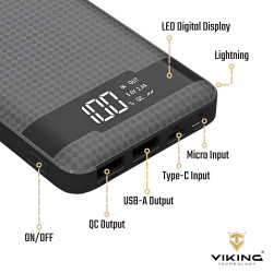 VIKING POWER BANK PN-961PD QC3.0 10000mAh, QUICK CHARGE 3.0, Čierna