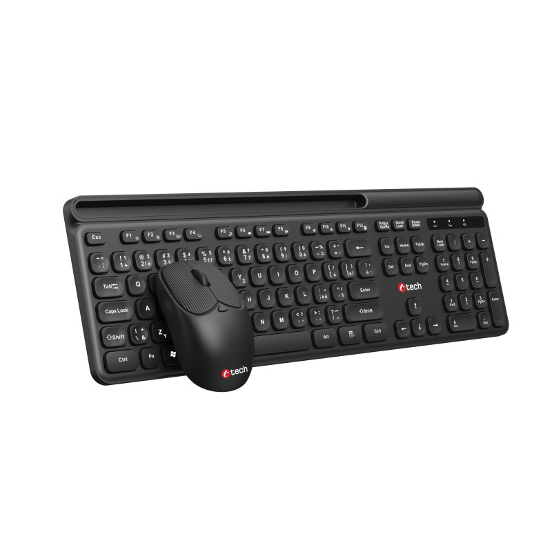 Klávesnica C-TECH Quallis WLKMC-05, bezdrôtový combo set s myšou, čierny, USB, CZ/SK