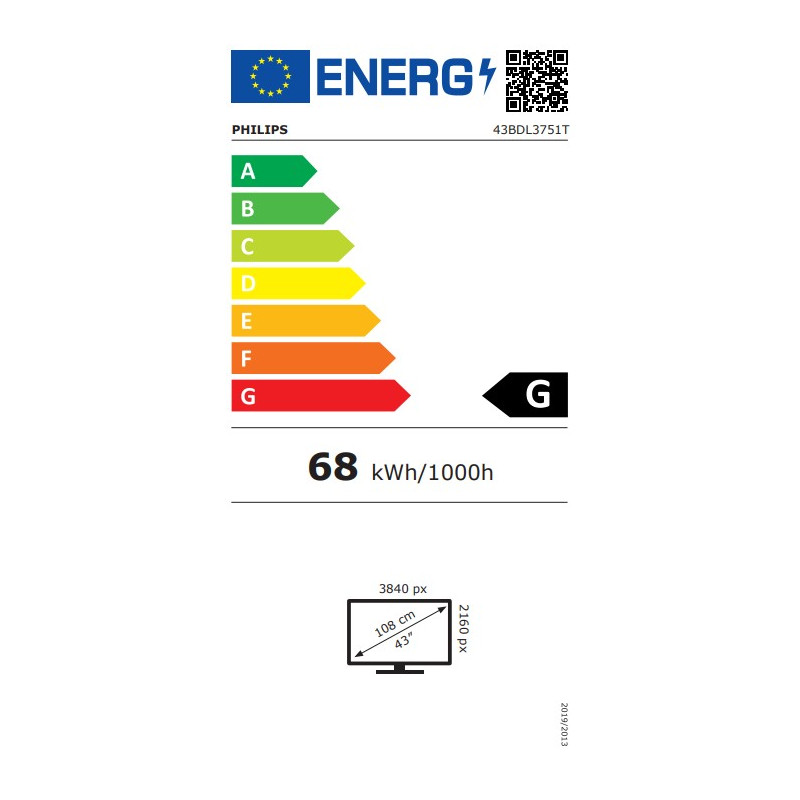 43'' D-LED Philips 43BDL3751T-UHD, 450c, PCap, 24/7