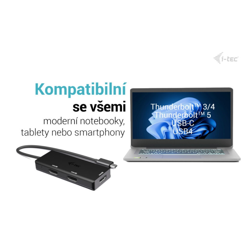 i-tec USB-C Triple 4K HDMI Video adaptér, Power Delivery 100W