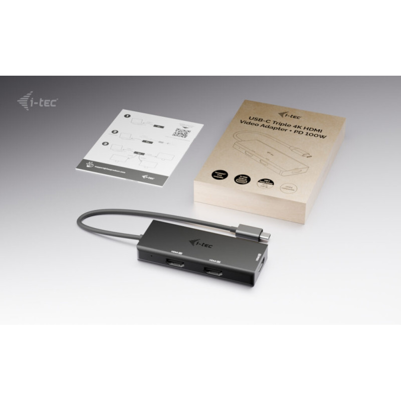 i-tec USB-C Triple 4K HDMI Video adaptér, Power Delivery 100W
