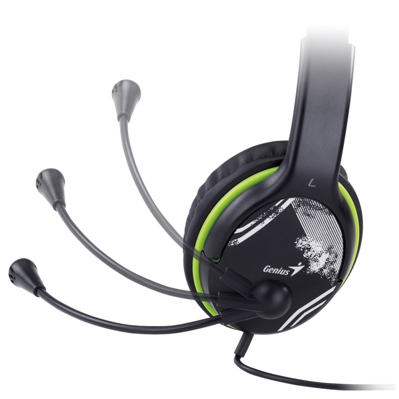 Slúchadlá s mik. GENIUS HS-400A green + redukcia