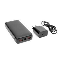 FELLOWES - Platinet SET 3v1 Powerbanka 20000 mAh + Nabíjačka 20W Power Delivery, kábel USB-C 1m, čierna