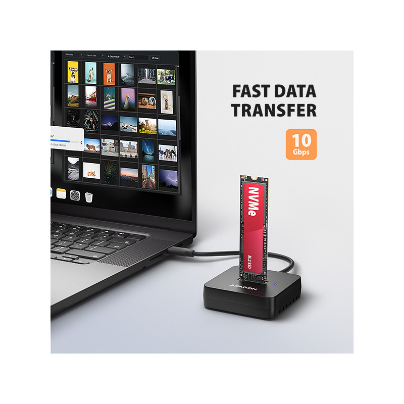 AXAGON ADSA-M2C11L, USB-C 10Gbps dokovacia stanica pre 1× M.2 NVMe SSD