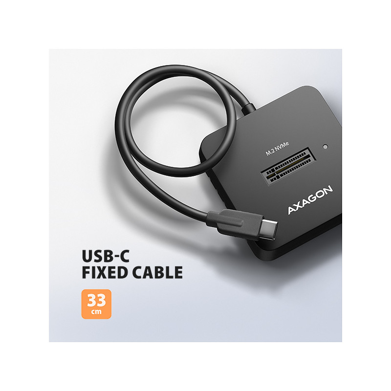AXAGON ADSA-M2C11L, USB-C 10Gbps dokovacia stanica pre 1× M.2 NVMe SSD