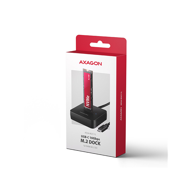 AXAGON ADSA-M2C11L, USB-C 10Gbps dokovacia stanica pre 1× M.2 NVMe SSD