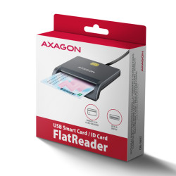 AXAGON CRE-SM3T, USB-A FlatReader čítačka kontaktných kariet Smart card (eObčanka), kábel 1.3m