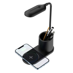 FELLOWES - Platinet PDL1930B stolná LED lampa 3W stmievateľná, bezdrôtové nabíjanie, čierna