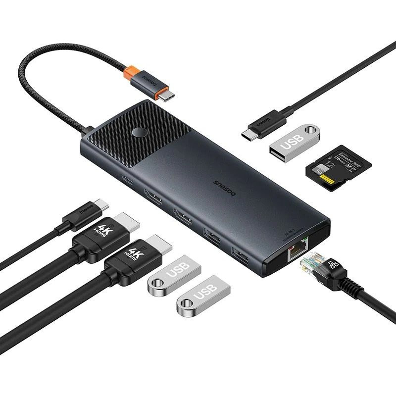 NONAME - Baseus Metal Gleam II Series 10v1 USB-C HUB Dokovacia Stanica Cosmic Black