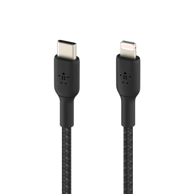 BELKIN kabel opletaný USB-C - Lightning, 1m, černý
