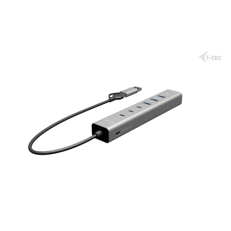 i-tec USB-C/USB-A Metal HUB 6 port (3x USB-C, 3x USB-A), LAN, Power Delivery 85W