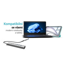 i-tec USB-C/USB-A Metal HUB 6 port (3x USB-C, 3x USB-A), LAN, Power Delivery 85W
