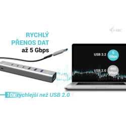 i-tec USB-C/USB-A Metal HUB 6 port (3x USB-C, 3x USB-A), LAN, Power Delivery 85W