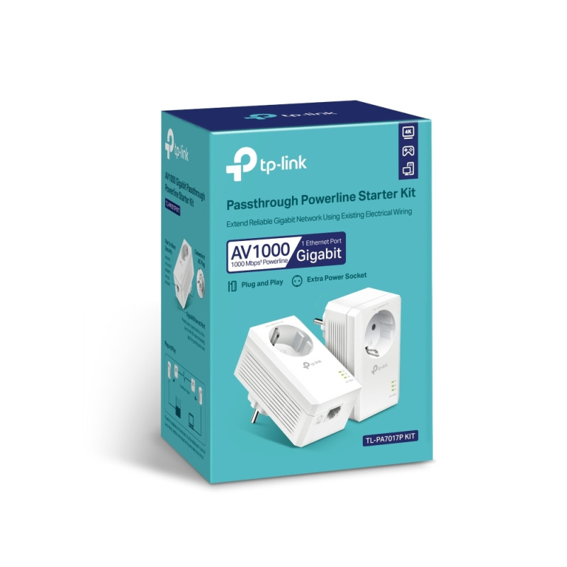 TP-Link TL-PA7017P KIT AV1000 Gb priechodná Powerline sada (2ks)